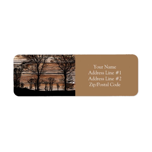 Woodland Tree Silhouette On Barn Board (Front)