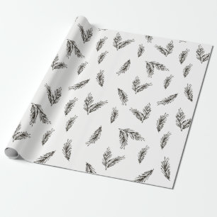 Woodland Tree Sprig Winter Wrapping Paper
