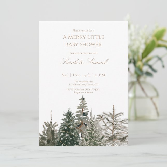 Woodland Trees Baby Shower Invitation (Standing Front)