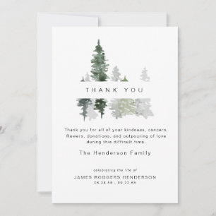 Woodland Trees Bereavement Funeral Thank You II Card