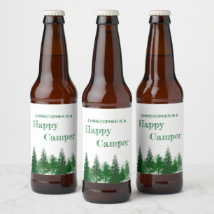 Woodland Trees Birthday Beer Bottle Label