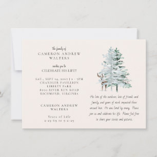 Woodland Trees Celebration of LIfe Invitation