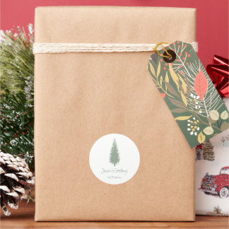Woodland Trees Christmas Classic Round Sticker