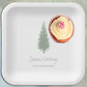 Woodland Trees Christmas Paper Plate