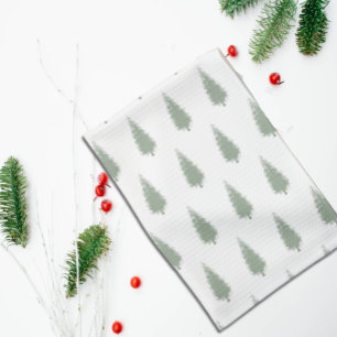 Woodland Trees Christmas Tea Towel