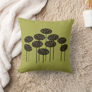  Woodland Trees on Gold Throw Pillow