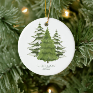 Woodland Trees Themed Christmas Personalised Ceramic Tree Decoration