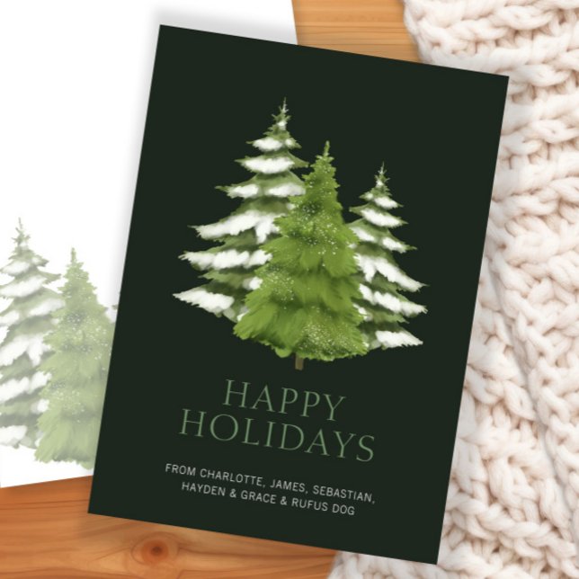 Woodland Trees Themed Christmas Personalised Holiday Card (Woodland Trees Themed Christmas Personalized Holiday Card by Ricaso. Elegant Christmas trees.)