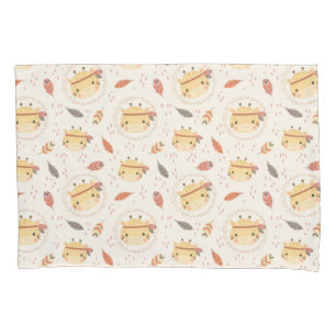 Woodland Tribal Native Americans Seamless Pattern Pillowcase