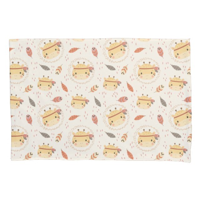 Woodland Tribal Native Americans Seamless Pattern Pillowcase (Front)