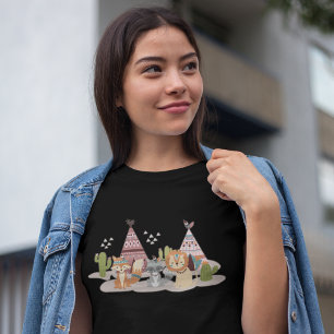 Woodland Tribal Native Americans Seamless Pattern  T-Shirt