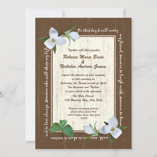 Woodland Trillium Wedding Invitation (Front)