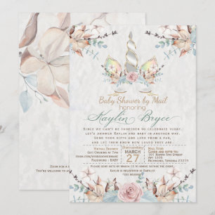 Woodland Unicorn Virtual Baby Shower Kaylin4a Inv Invitation