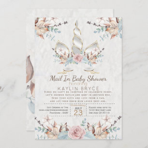 Woodland Unicorn Virtual Baby Shower Kaylin Invitation