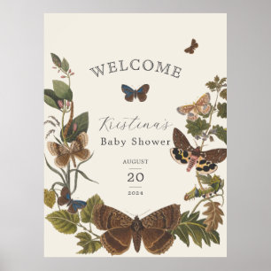 Woodland Vintage Botanical Baby Shower Welcome Poster