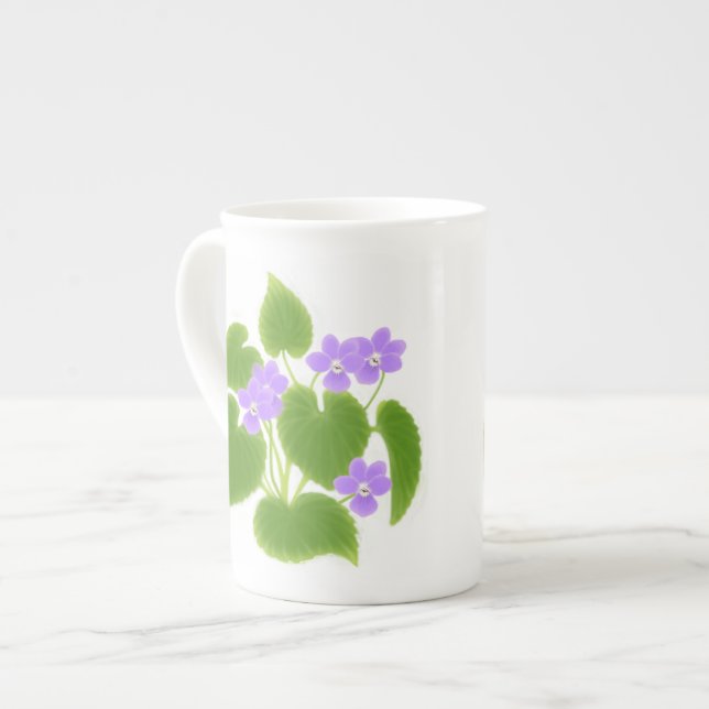 Woodland Violets Bone China Mug (Front Left)