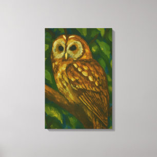 Woodland Watcher – Realistic Owl Art Canvas Print
