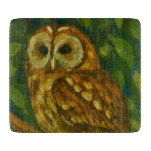 Woodland Watcher – Realistic Owl Art Cutting Board