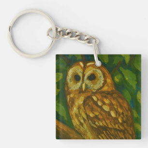 Woodland Watcher – Realistic Owl Art Key Ring
