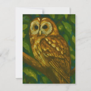 Woodland Watcher – Realistic Owl Art Postcard