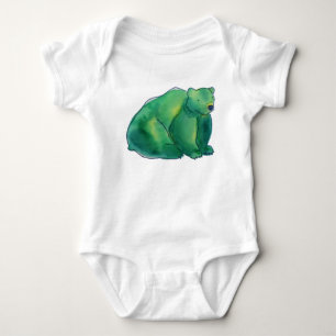Woodland Watercolor Animal Green Cute Bear Baby Bodysuit