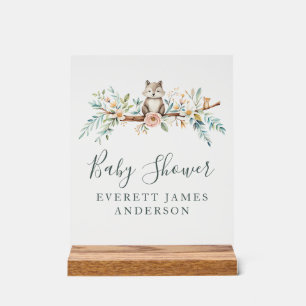 Woodland Watercolor Animals Acrylic Sign