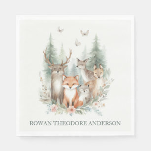 Woodland Watercolor Animals Napkin