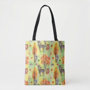 Woodland Watercolor animals Tote Bag