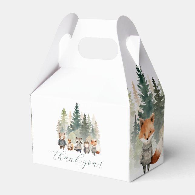 Woodland Watercolor Baby Shower Favour Box (Front Side)
