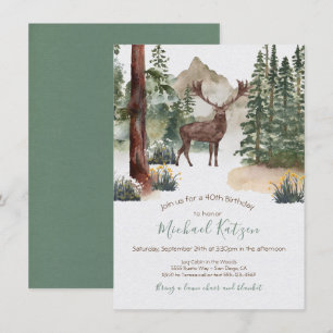 Woodland Watercolor Forest Birthday Invitation
