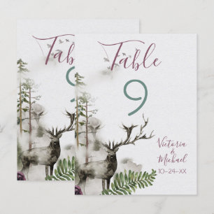 Woodland watercolor Forest Deer Table Number Cards
