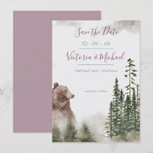 Woodland Watercolor Forest Save the date Invitation
