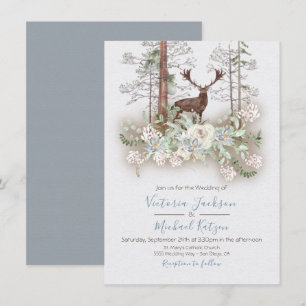Woodland Watercolor Forest Wedding invitations