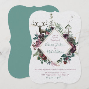 Woodland Watercolor Forest Wedding invitations