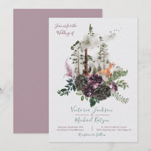 Woodland Watercolor Forest Wedding invitations