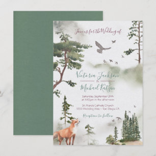 Woodland Watercolor Forest Wedding invitations