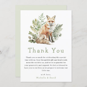 Woodland Watercolor Fox Baby Shower Thank You