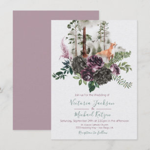 Woodland Watercolor Fox Forest Wedding invitations