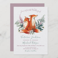 Woodland Watercolor Fox Wedding invitations