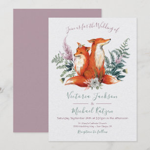 Woodland Watercolor Fox Wedding invitations