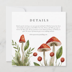 Woodland Watercolor Mushroom Wedding Details Card