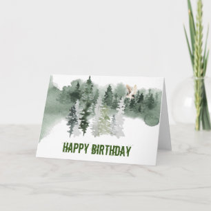 Woodland Watercolor Owl Birthday Card