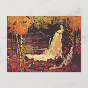Woodland Waterfall, fine art painting, Postcard