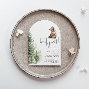 Woodland "We Can Bearly Wait!" Baby Shower Arch Invitation