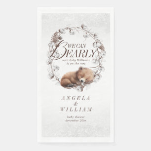 Woodland We Can Bearly Wait Winter Baby Shower Napkin