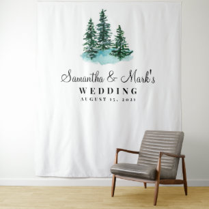 Woodland Wedding Backdrop, Photo Booth Prop Tapestry