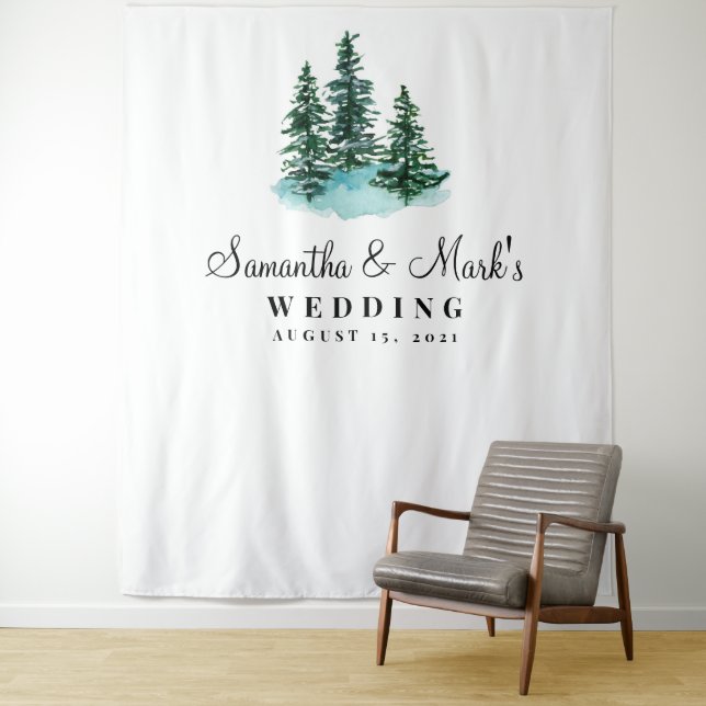 Woodland Wedding Backdrop, Photo Booth Prop Tapestry (In Situ)