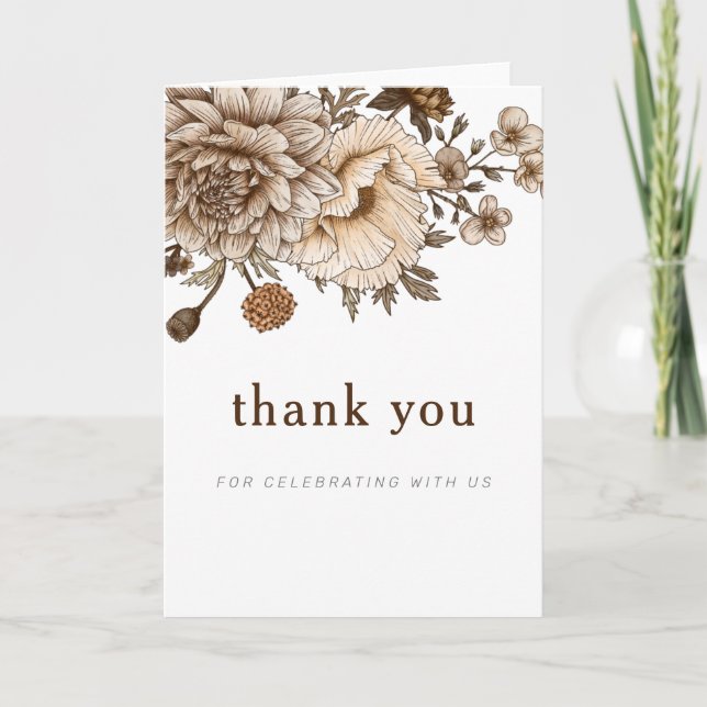 Woodland Wedding Card, Rustic brown Thank You Card (Front)