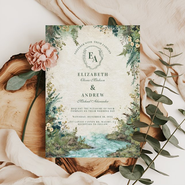 Woodland Wedding Forest Greenery Rustic Wedding Invitation (Creator Uploaded)