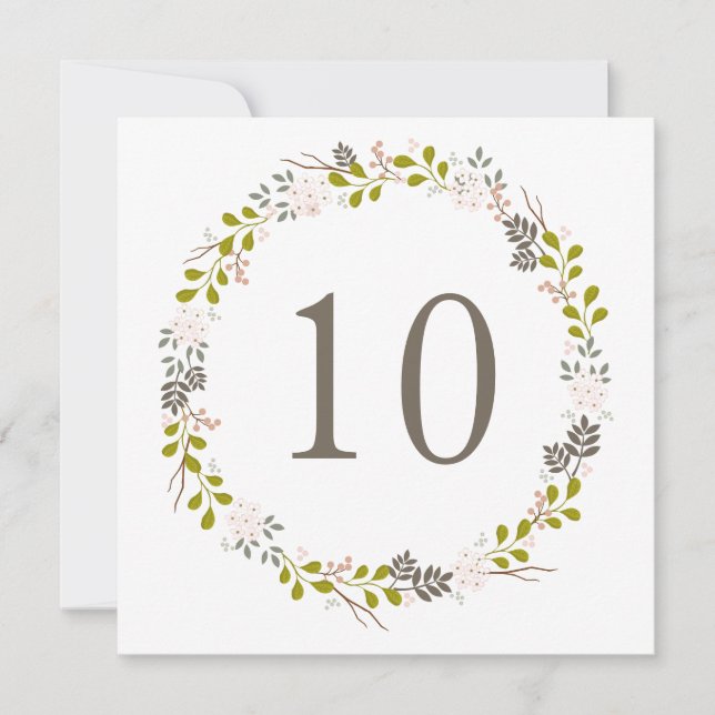 Woodland Wedding Rustic Wreath Table Number (Front)